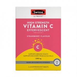 Swisse 高含量维生素C泡腾片 草莓味 60片-保质期-2026.9