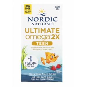 Nordic Naturals 挪威小鱼 青少年双倍鱼油mini60s 草莓味-保质期-2027.4